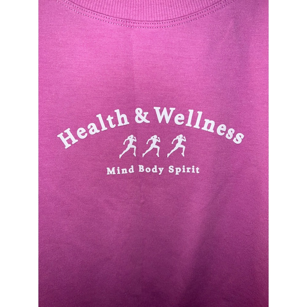 All In Motion Pink Health & Wellness Graphic Cropped Sweatshirt Thumbholes L - Picture 2 of 4